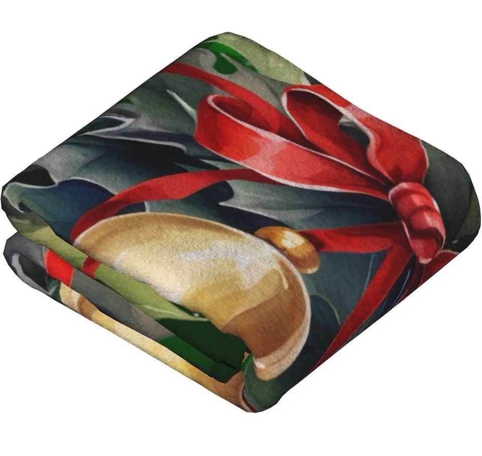 Condition photo showing New/Like New for $Christmas Bell Bow Throw Blanket Soft Flannel Fleece