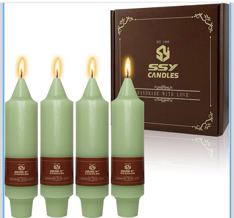 Unscented Taper Candles Light Green Candles 4 PCS