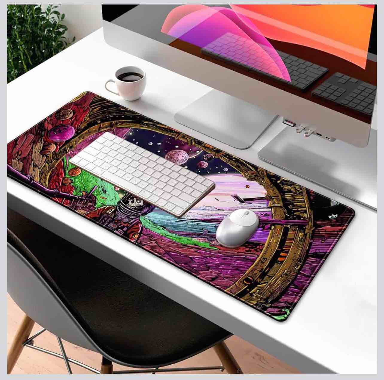 Mousepad XL Cosmic Adventure Skeleton Keyboard Mouse Mat 31.5"x11.8"
