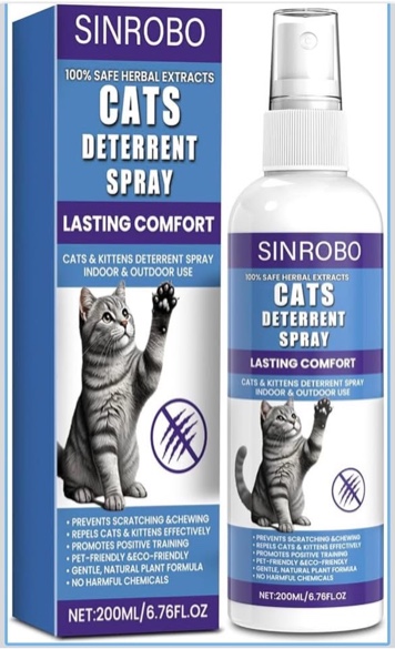 cat deterrent spray - natural cat repellent spray for furniture, safe indoor & outdoor training aid for urine marking
