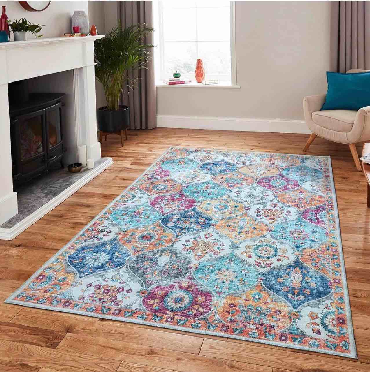 Mandala - Machine Washable Area Rugs 4 X 6 Ft,