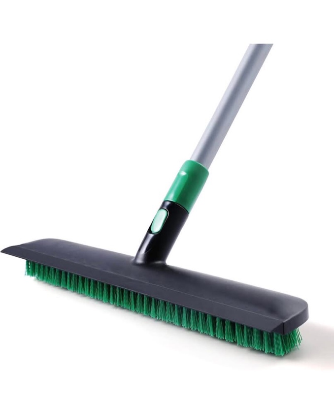 Floor Scrub Brush, 2 in 1 Scrape Brushes with Rubber Squeegee