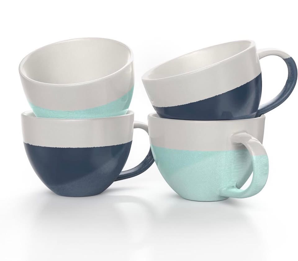 Set of 3 Oversized 16oz Wide-mouth Soup & Cereal Ceramic Coffee Mugs ONE MISSING