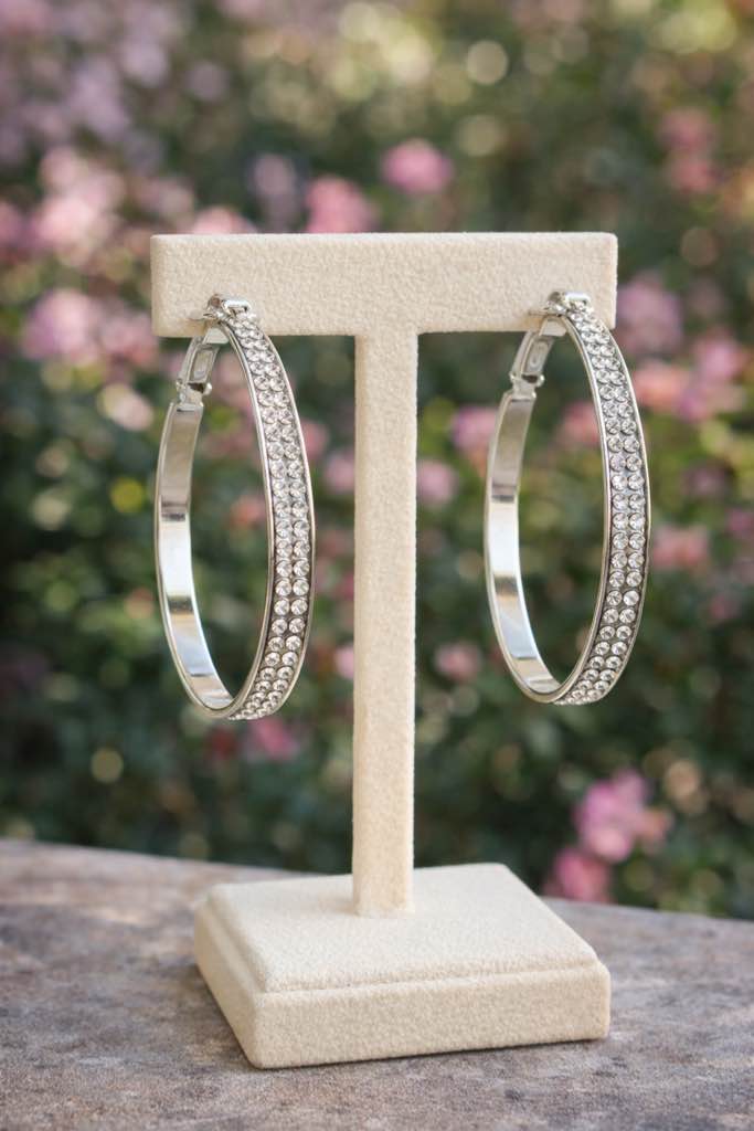 Beautiful 925 Silver Plated Sapphire Hoop Earrings