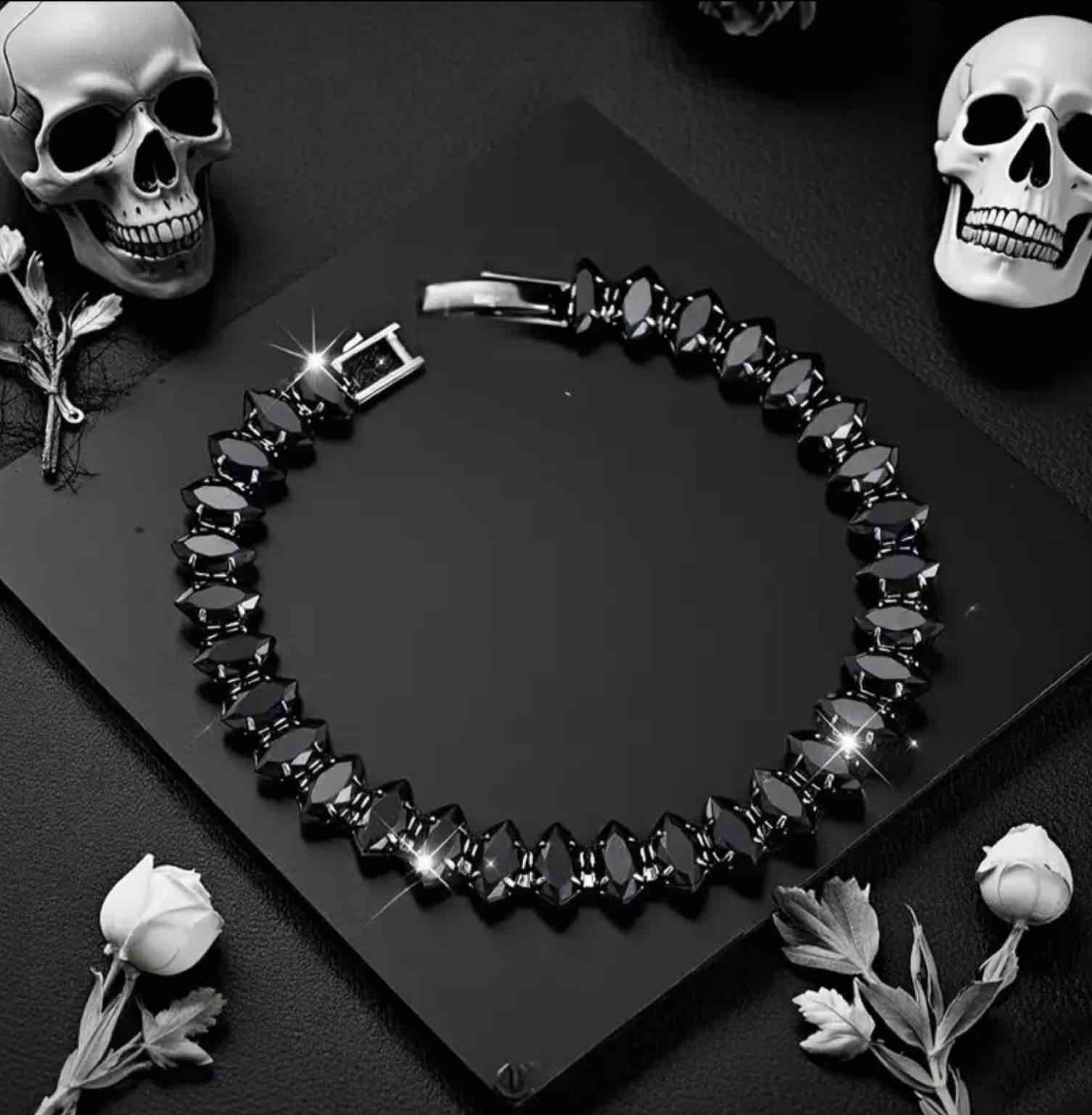 Beautiful Gothic Style Black Horse Eye Tennis Bracelet