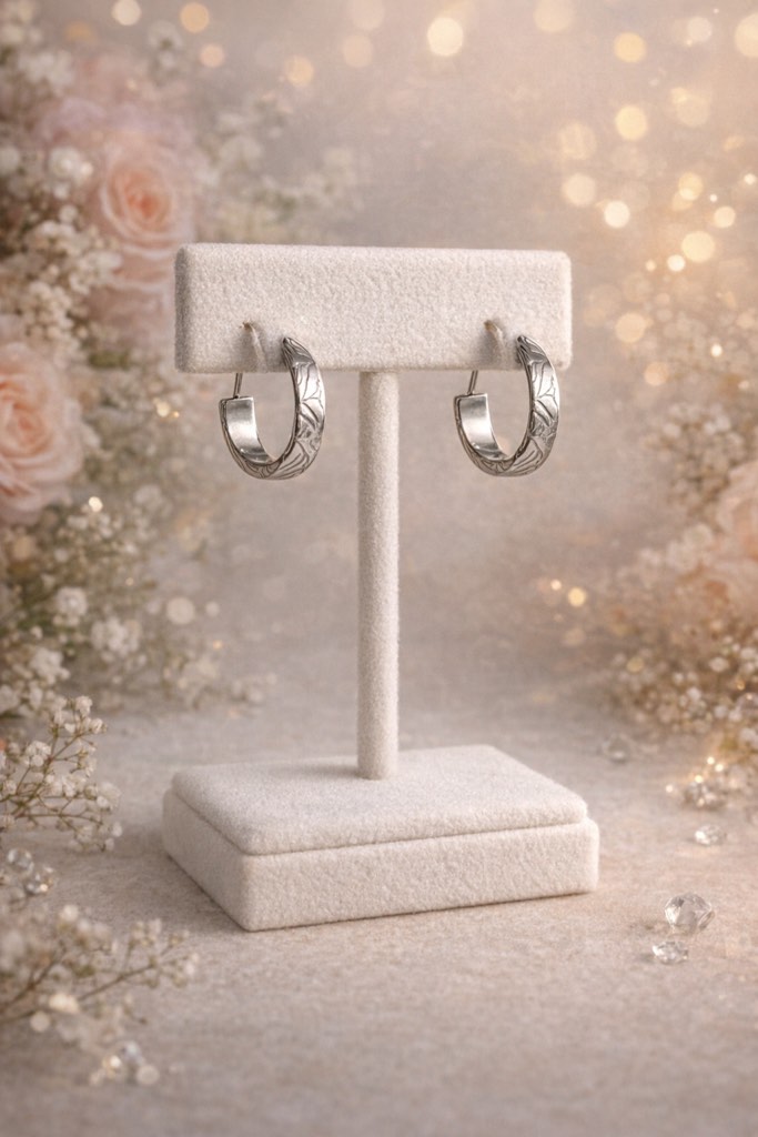 Beautiful 925 Silver Plated Sapphire Hoop  Earrings