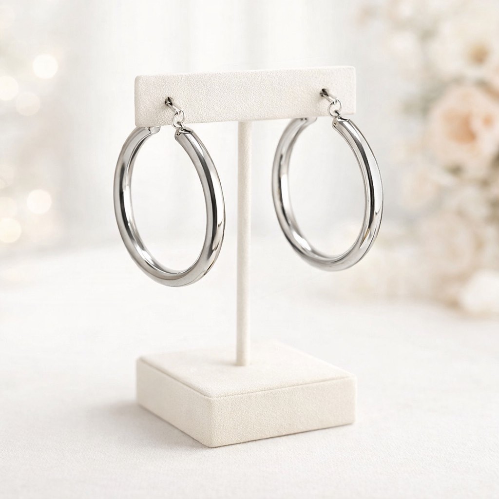 Beautiful 925 Silver Plated HoopEarrings