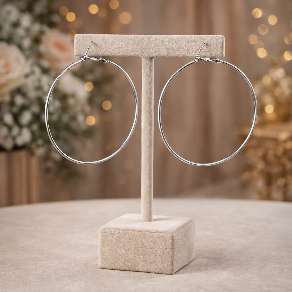 Beautiful 925 Silver Plated Large Hoop Earrings