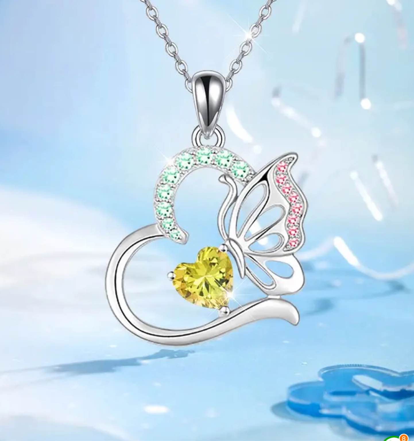 Elegant 925 Silver plated  Butterfly Necklace 