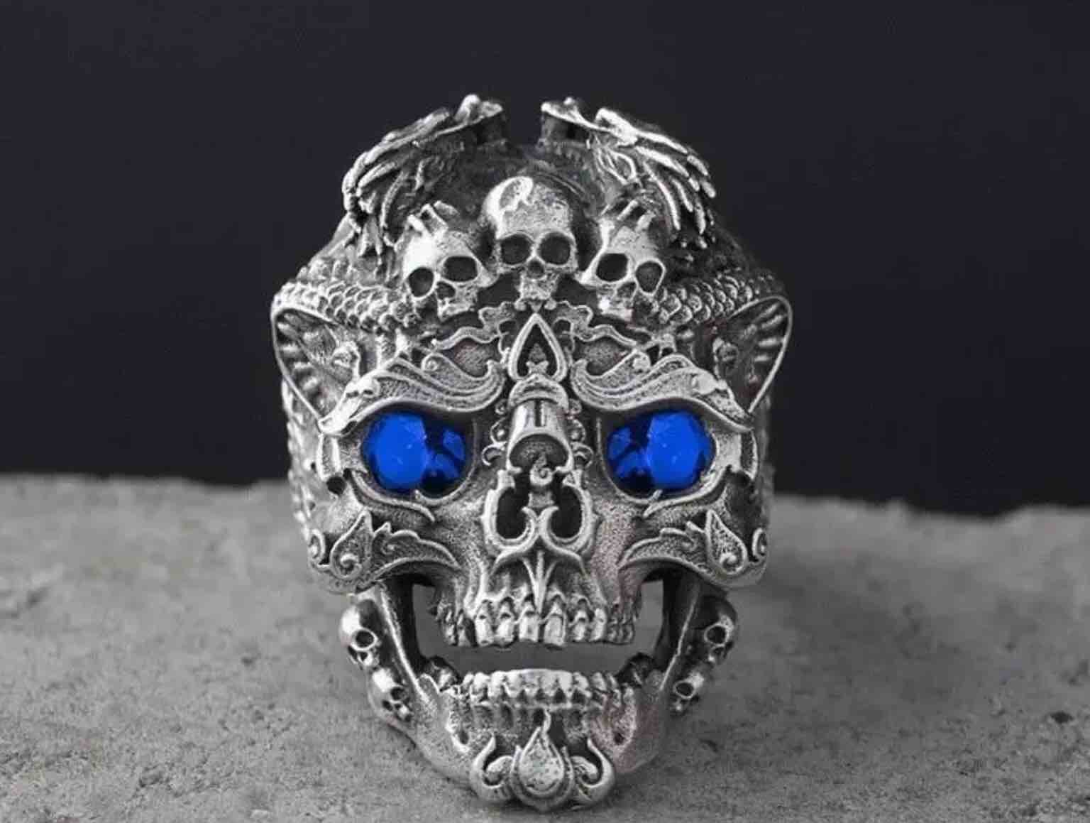 Men’s 925 Silver plated Skull ring size 12