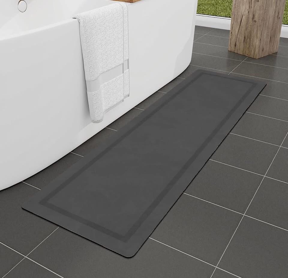 Bathroom Mat Rugs Runner 59x17, Ultra Thin Magic Mat Bathroom Rug Non Slip Bath Rugs Quick Dry Absorbent Bath Mats for Bathroom Floor, (Dark Grey, 59"x17")