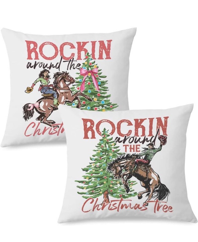Western Christmas Pillow Covers 18x18 Set of 2,