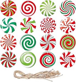 Christmas-Tree Paprty Decorations Ornaments - 32PCS Vintage Candy Cane Red Green Hanging Paper Streamers Garland, Home Outdoor Indoor Wall Yard Classroom Birthday Holiday Ceiling Decor Burgleda