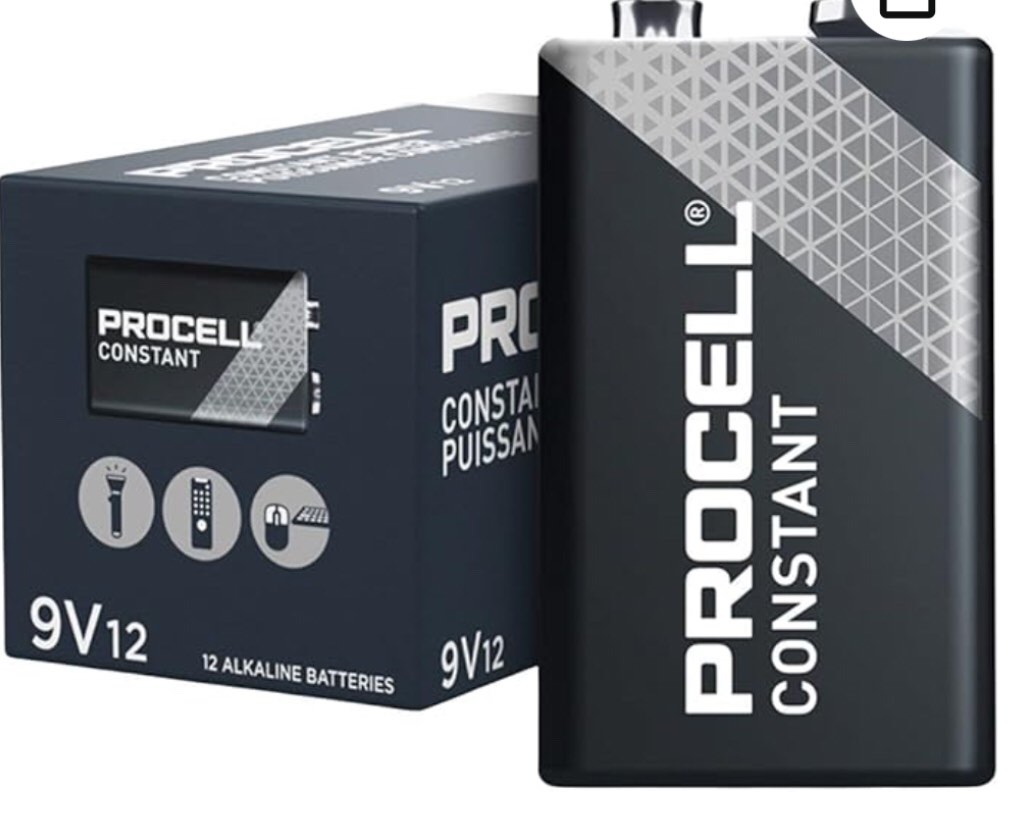 procell 12 alkaline batteries, 9v, 12/box