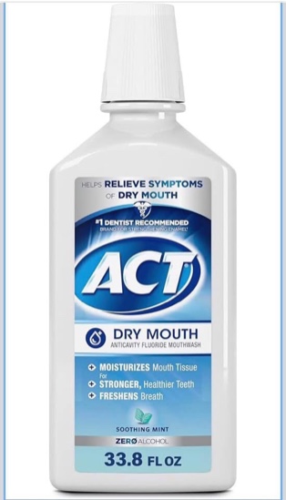 act dry mouth anticavity zero alcohol fluoride mouthwash, soothing mint, 33.8 fl. oz.