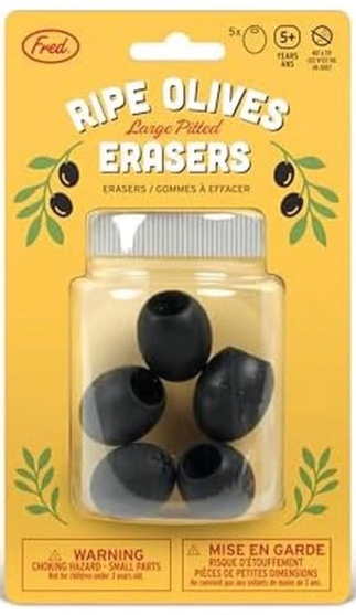 Olive ERASERS, Set of 5,