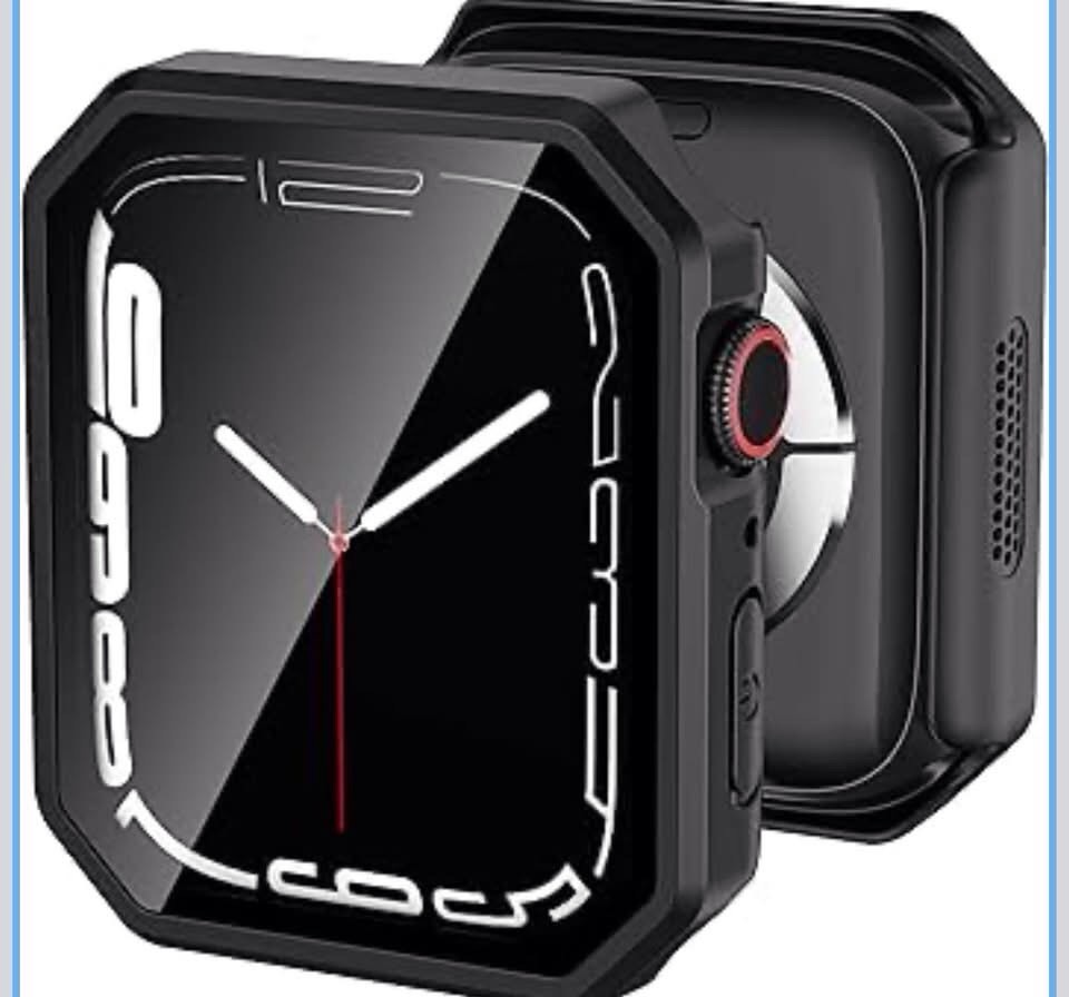 Condition photo showing New/Like New for Case Compatible with Apple Watch Series SE 6 5 4 44mm with Tempered Glass Screen Protector, Rhombus-shaped Hard PC Bumper Protective Cover for iWatch 44 mm Black