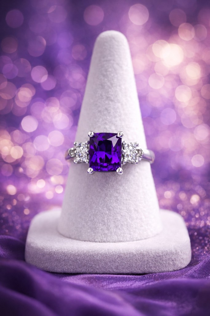 Condition photo showing New/Like New for Beautiful 925 Silver Plated Purple Sapphire Ring Sz 8