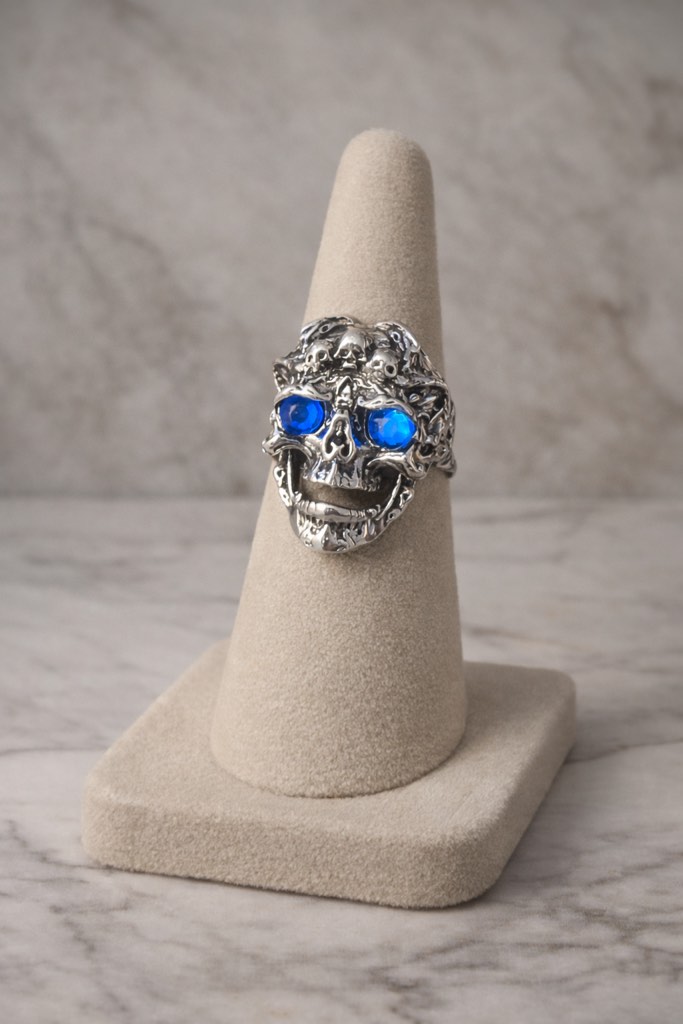 Condition photo showing New/Like New for Men’s 925 silver plated skull ring size 12 