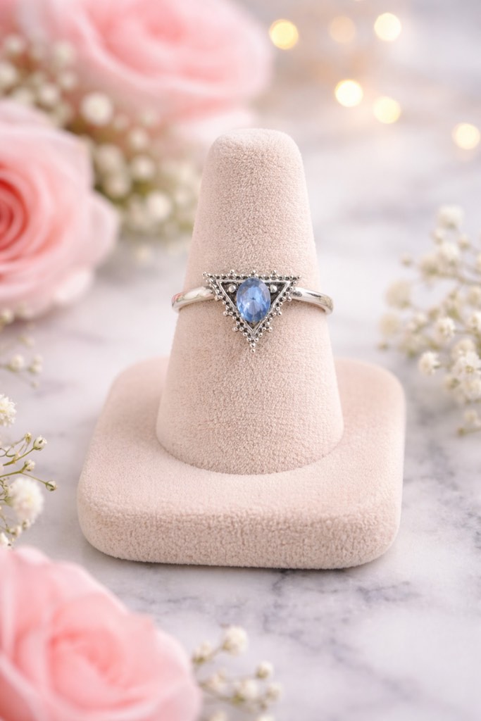 Beautiful 925 Silver Plated Sapphire Ring Sz 7