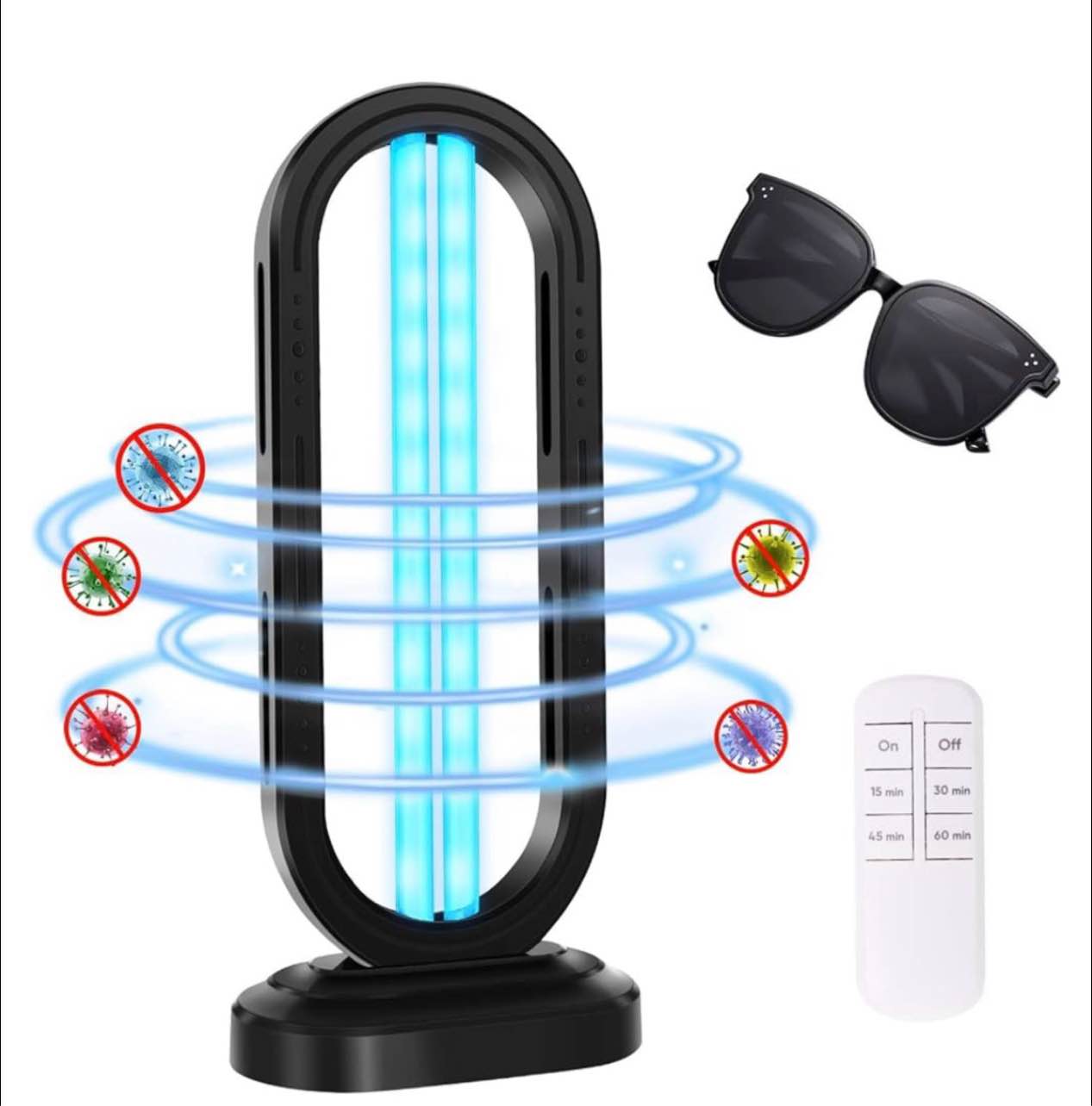 uv light sanitizer,4-speed timing and remote control uvc home disinfection device,ultraviolet light sanitizer for bed bugs and dust mites,uv lamp for whole room,black