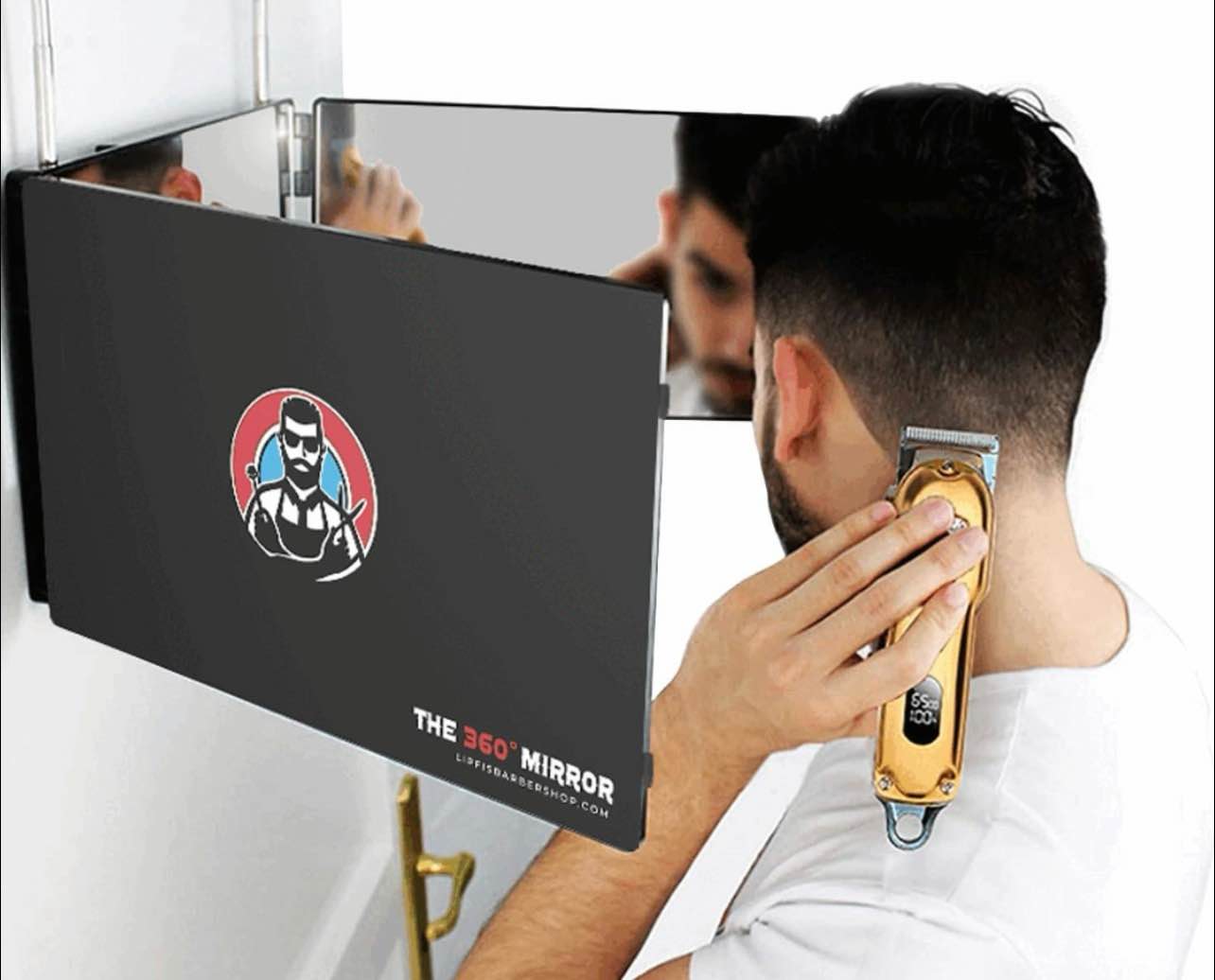 the 360 mirror - 3 way mirror for self hair cutting - adjustable trifold barber mirror to cut your own hair - tri fold self haircut system for men and women braiding - three sided mirror for haircuts
