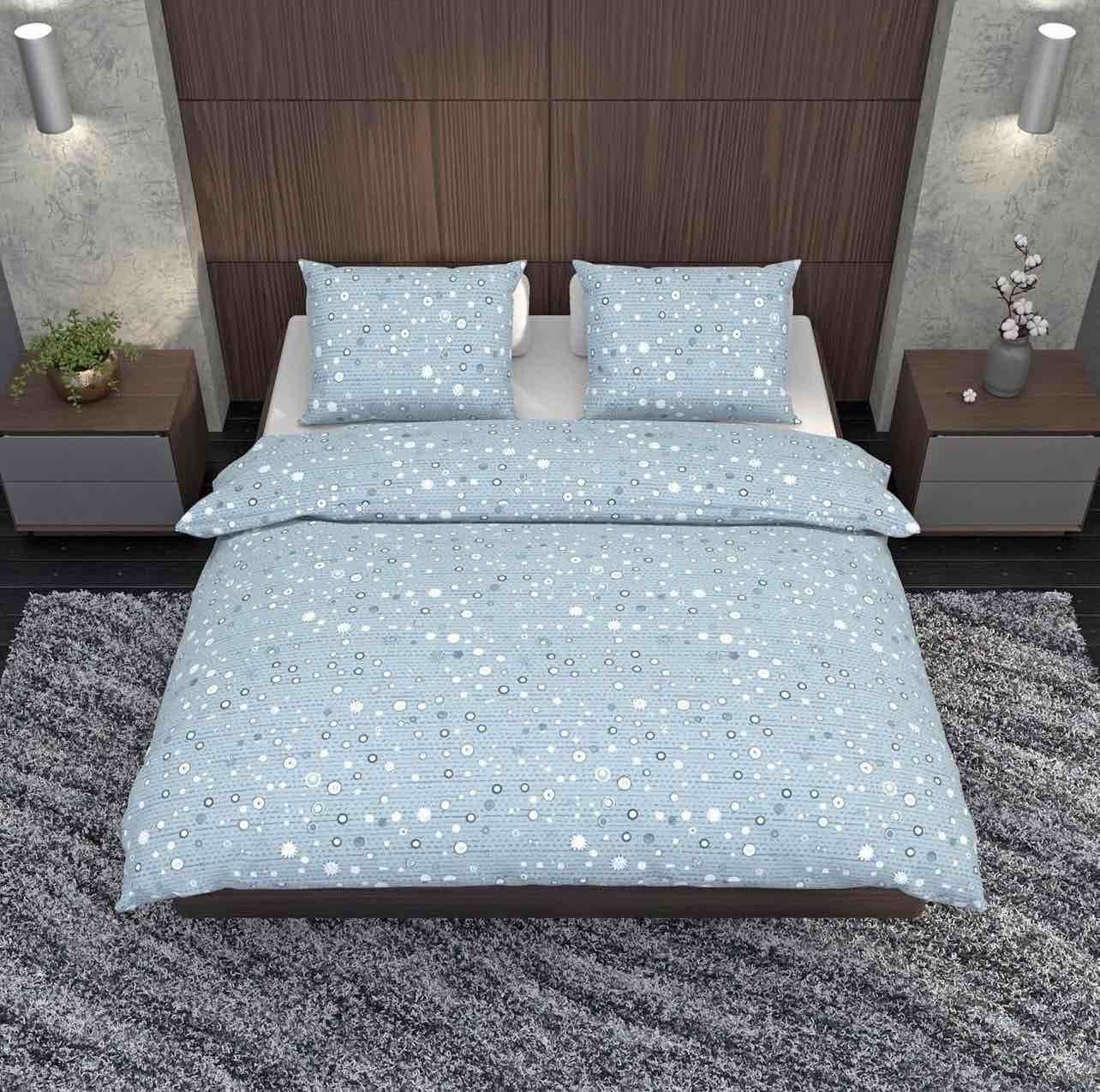 duvet cover queen size, 100% cotton premium duvet cover set with zipper closure, blue snowflake cotton, 1 duvet cover 90"x90" and 2 pillow cases 20"x26"