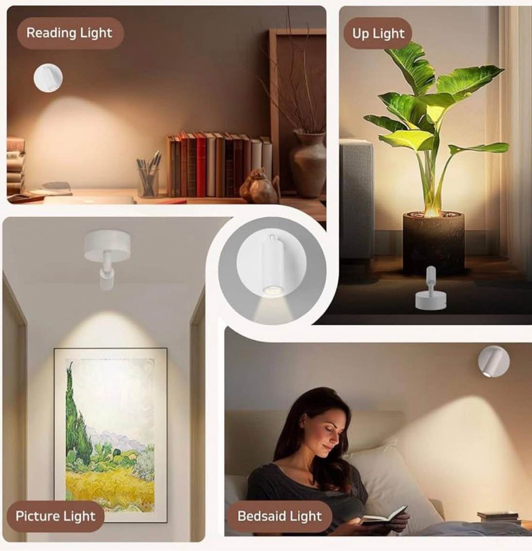 Condition photo showing New/Like New for Wireless Spot Lights Indoor (2 Pack), Uplighting with Remote, Rechargeable and Dimmable