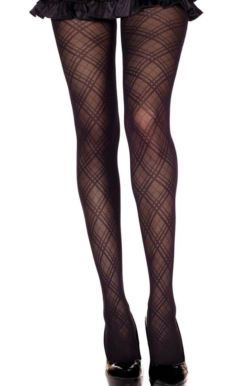 Condition photo showing New/Like New for Music Legs Women's Spandex Diamond Criss Cross Pantyhose