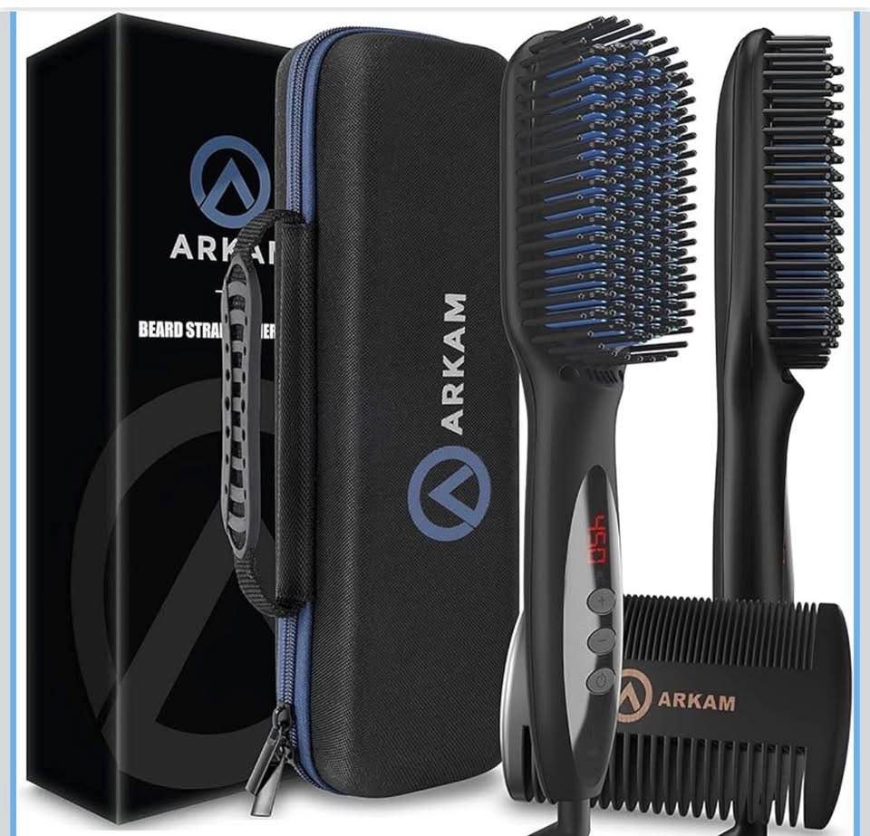 Beard Straightener for Men -Premium Heated Beard Brush
