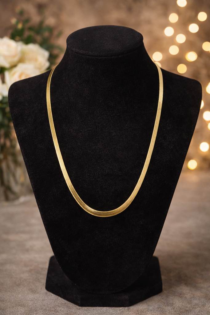 Condition photo showing New/Like New for Elegant 18 k Gold plated Herringbone Necklace