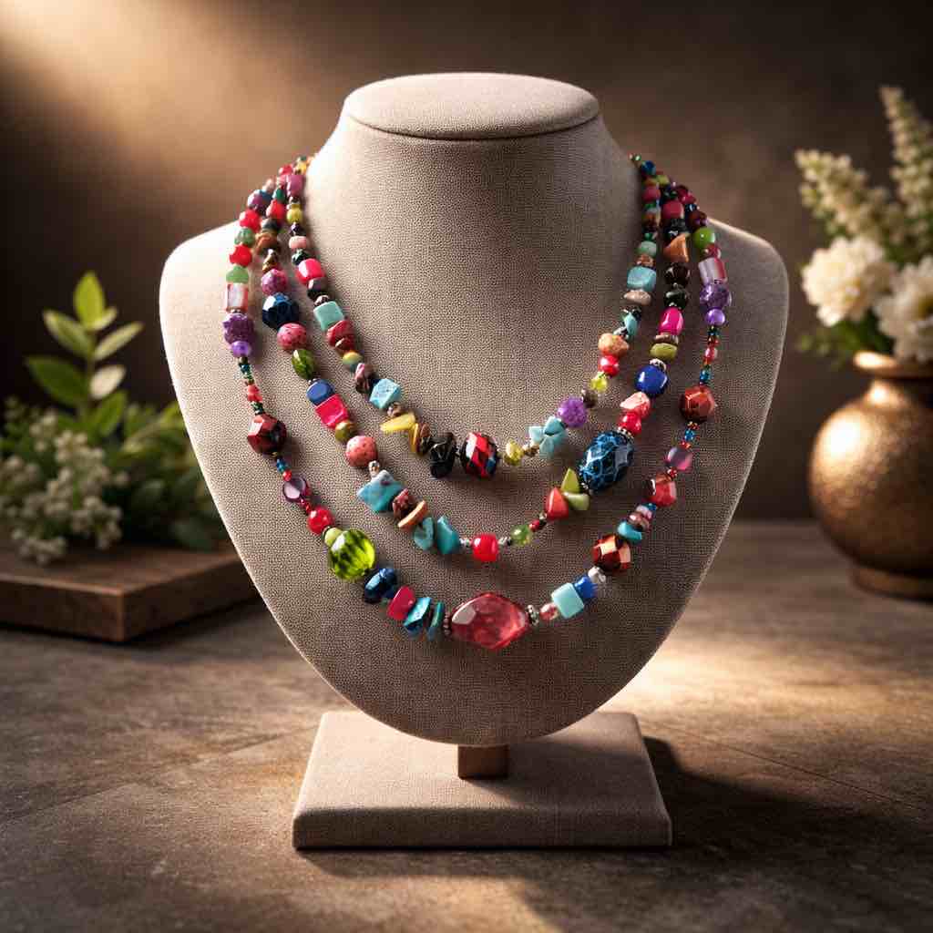 Condition photo showing New/Like New for Bold and beautiful multi-strand boho necklace 