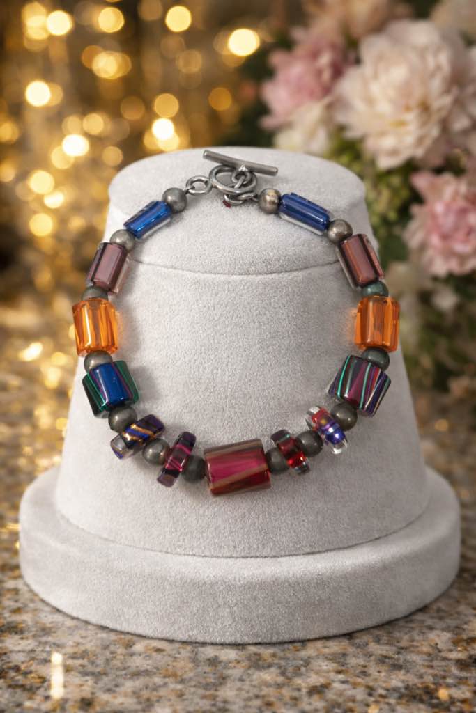 Condition photo showing New/Like New for Colorful Glass Bead Bracelet 