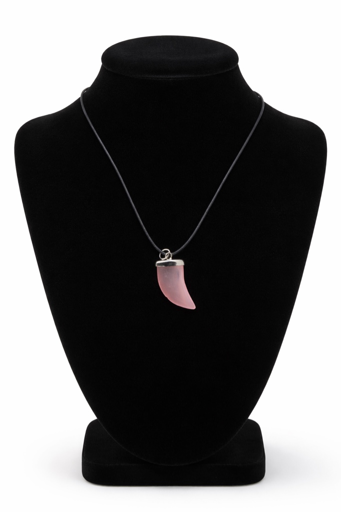 Elegant rose quartz fang pendant necklace 