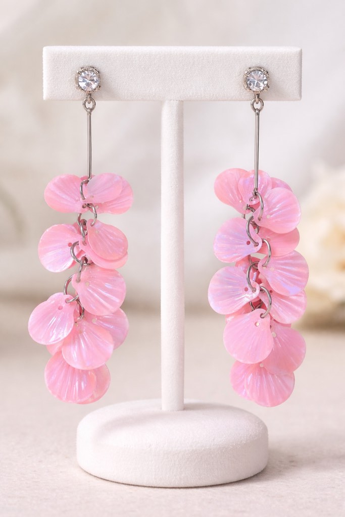 Elegant pink cascading earrings
