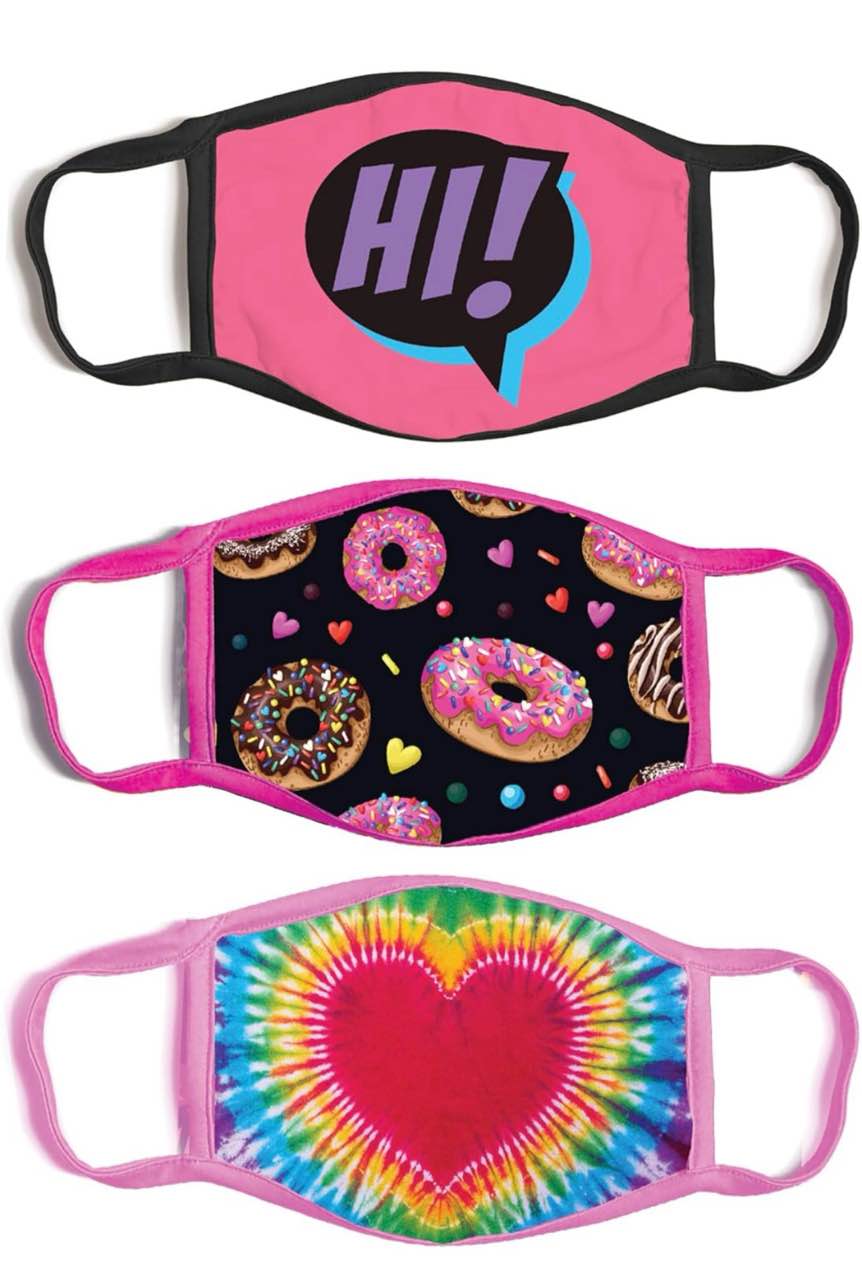 Girl's 3-Pack Kid Fashionable Protection, Reusable Fabric Face Mask Age 3-7