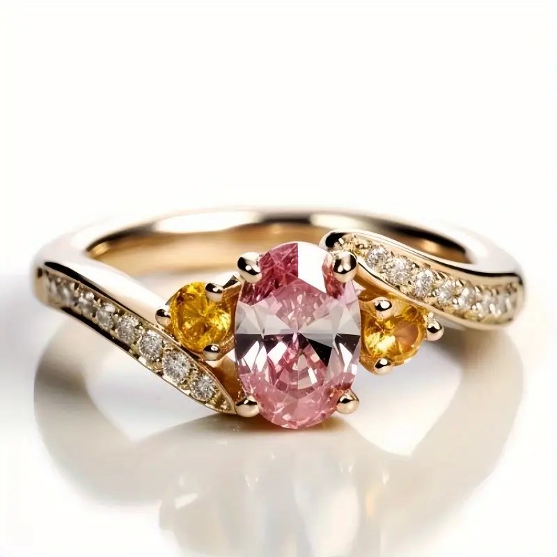 Beautiful Oval Shaped Pink Sapphire Ring Sz 9