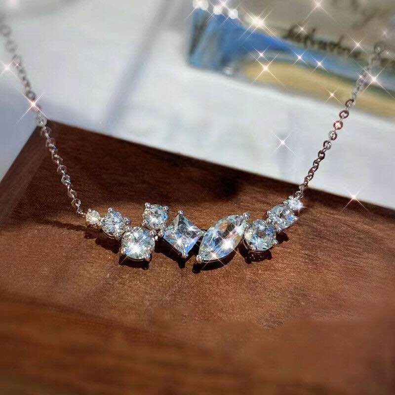 Dainty 925 Silver White Sapphire Pendant Necklace