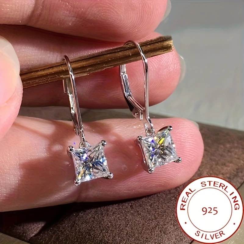 925 Silver White Sapphire Drop Earrings