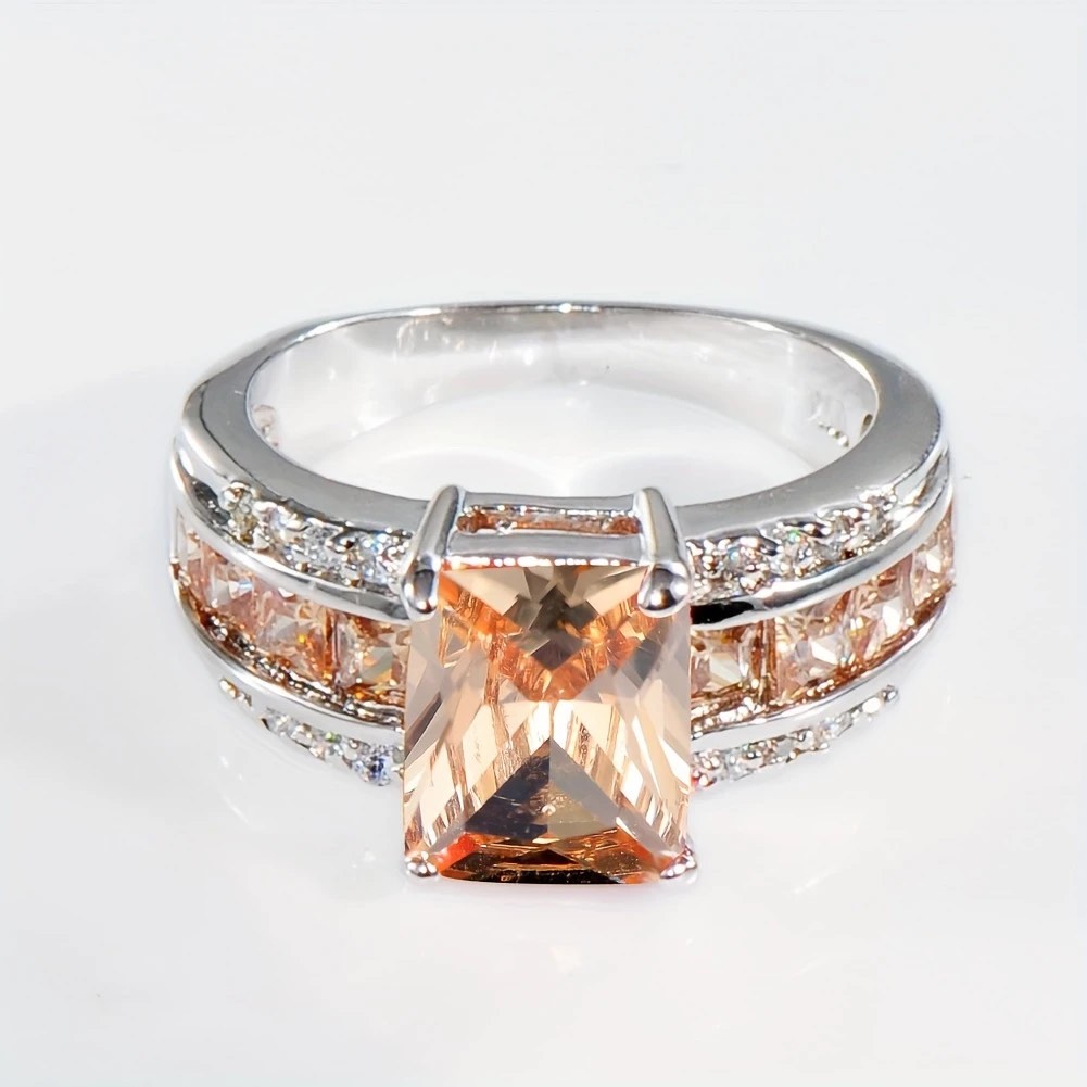 Beautiful 925 Silver Amber Gem Ring Sz 9