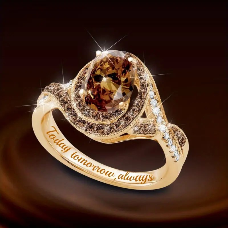 Beautiful 18K Gold Plated Amber ring sz 9