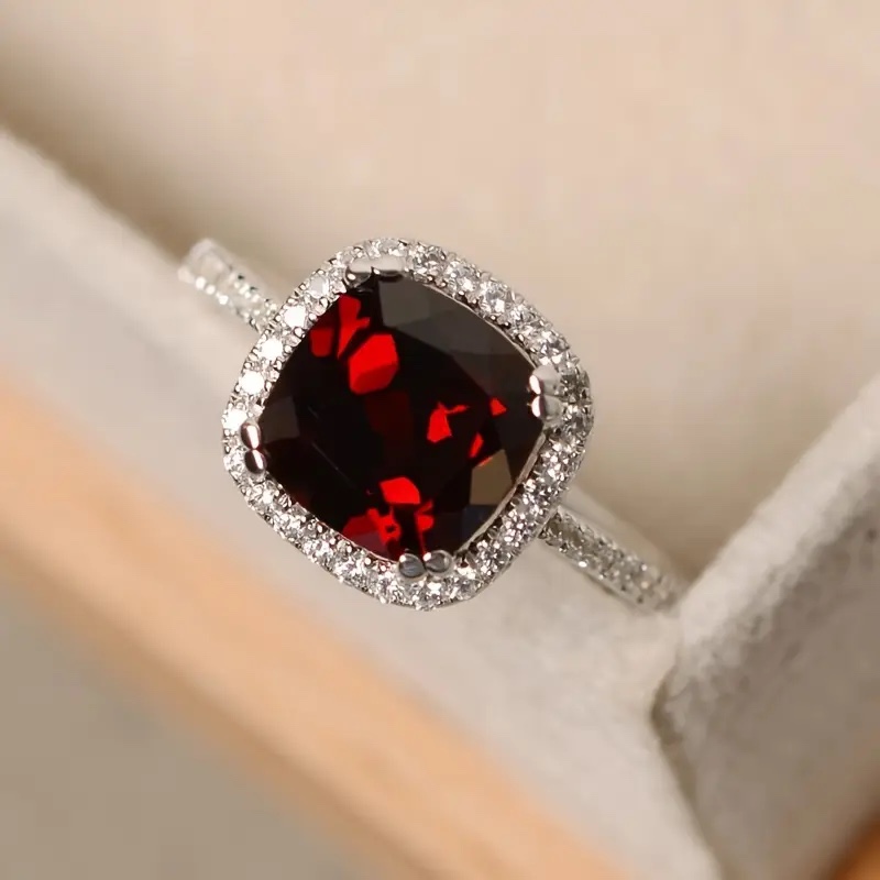 Beautiful 925 Silver Square Cut Ruby Ring Sz 9?
