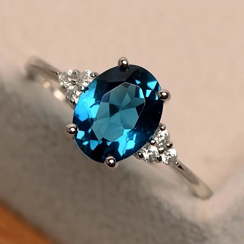 Beautiful 925 Silver Oval Cut Blue Sapphire Ring Sz 9?