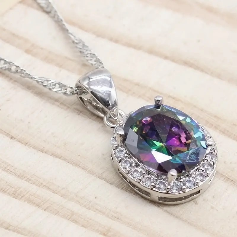 Beautiful Sterling Silver Mystic Jade Necklace