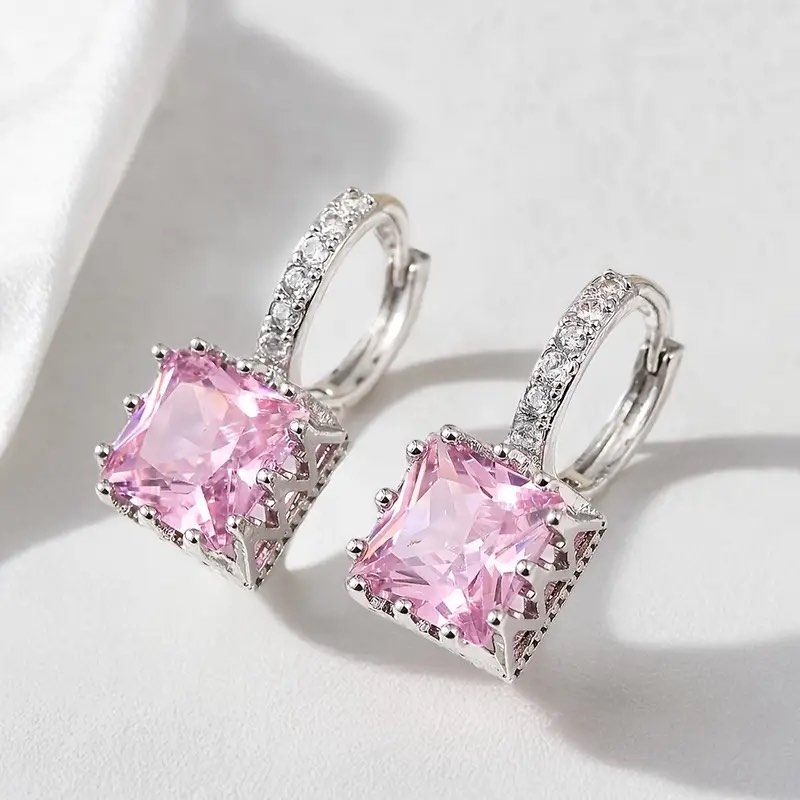 Sterling Silver Pink Sapphire Earrings