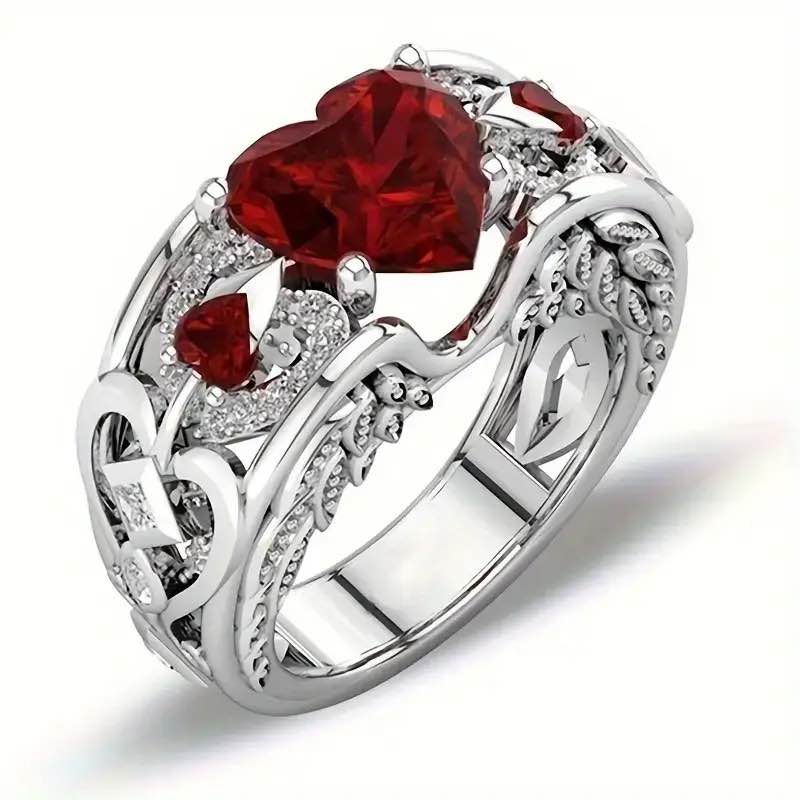 Beautiful Sterling Silver Ruby Ring Sz 9