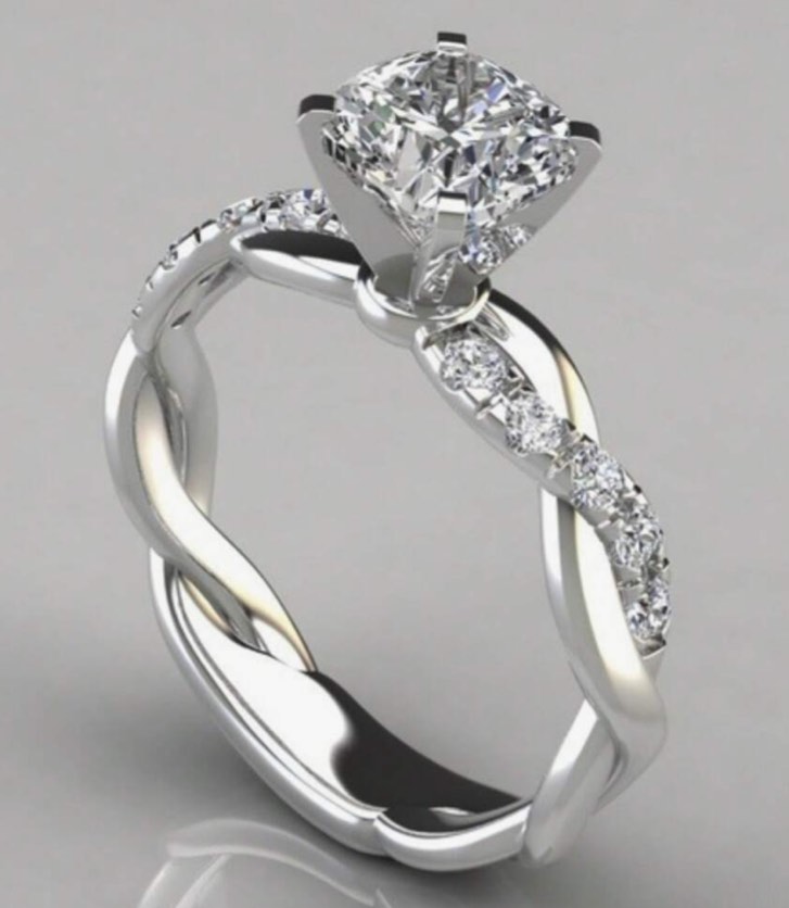Beautiful Sterling Silver White Sapphire Ring Size 9