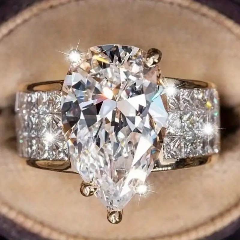 Beautiful 18K Gold Plated Diamond Cut Sapphire Ring sz 9