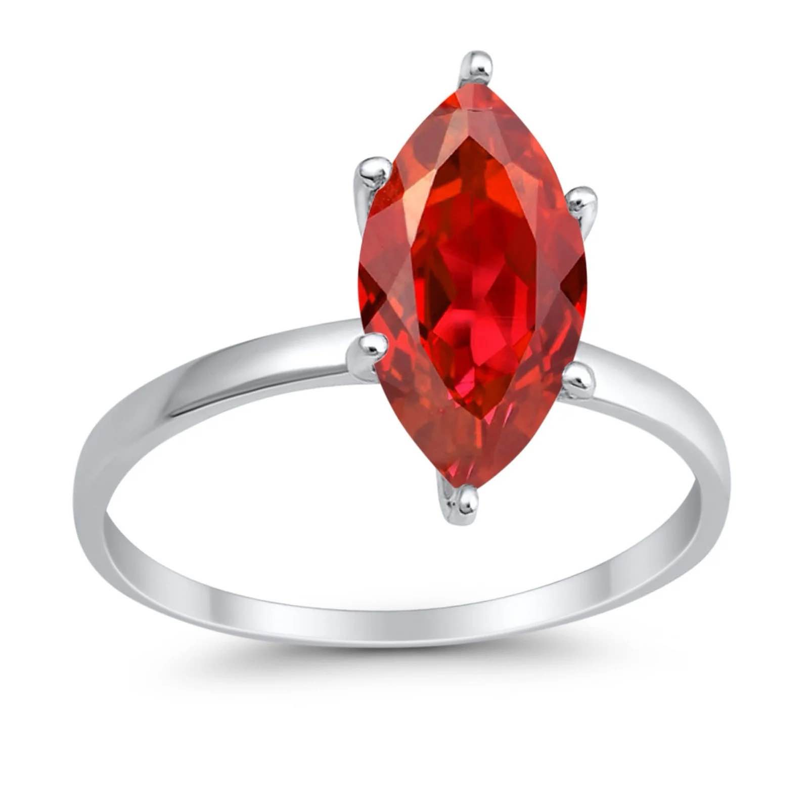 Beautiful Sterling Silver Ruby Ring Sz 6