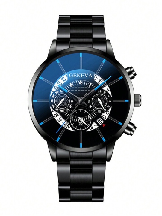 Black Luxury Blue Detailed Men’s Watch 